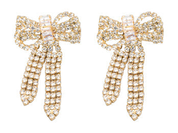 Rhinestone Bow Earrings - Large – Golden Lily