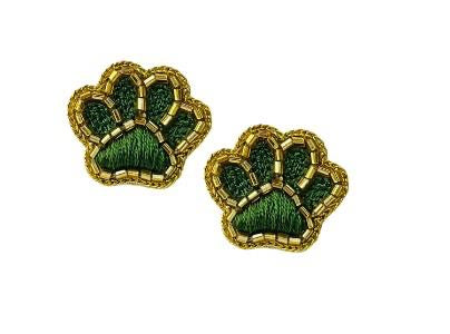 Paw Thread Earrings - Green and Gold