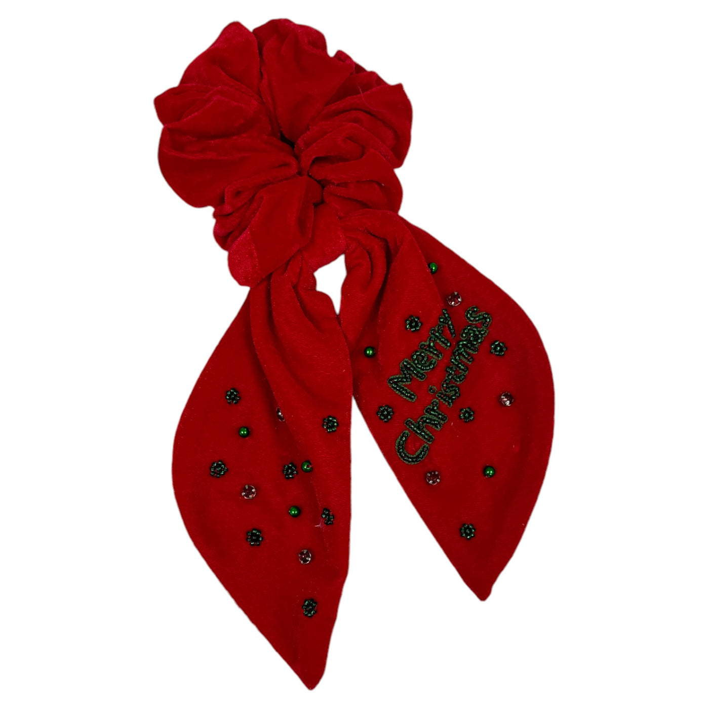 Scrunchie- Red with Merry Christmas