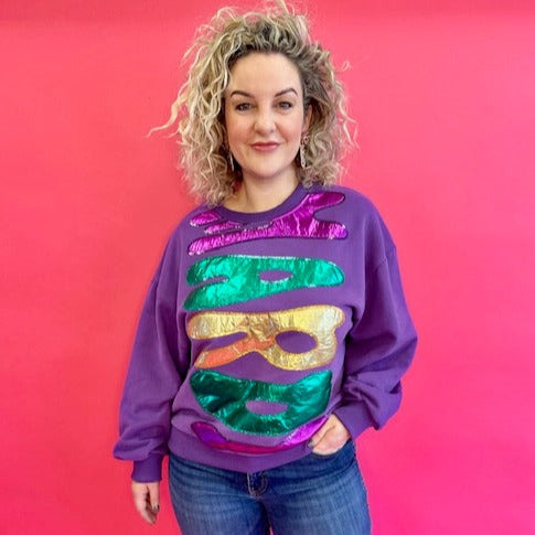 Queen of Sparkles - Mardi Gras Foil Sweatshirt