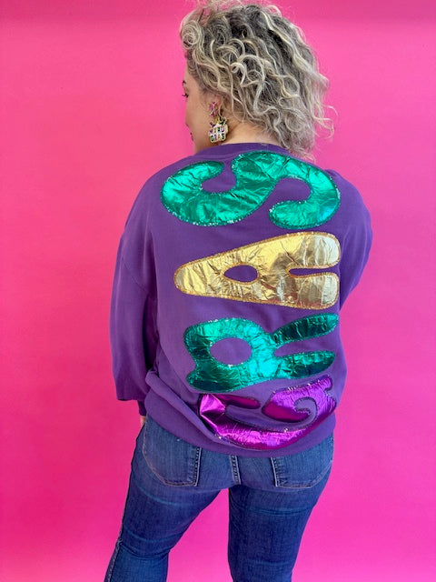 Queen of Sparkles - Mardi Gras Foil Sweatshirt