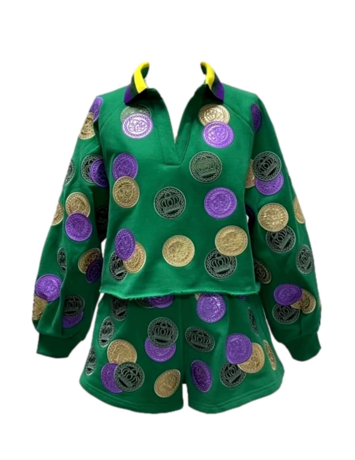 Queen of Sparkles - Mardi Gras Doubloons Collar Sweatshirt