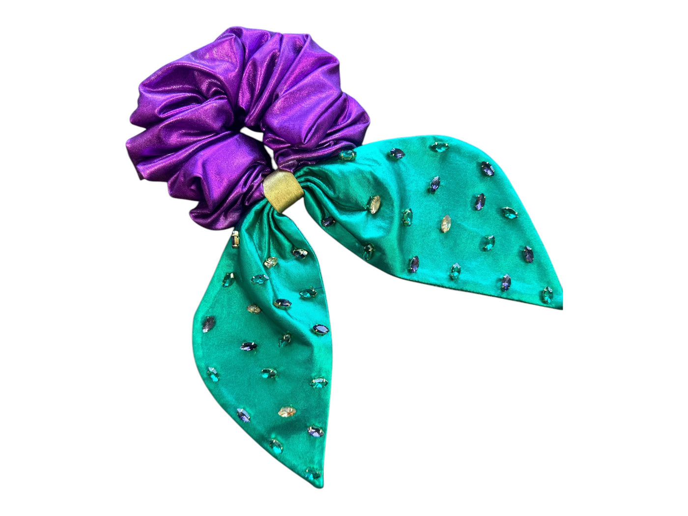 Mardi Gras Rhinestone Metallic Scrunchie