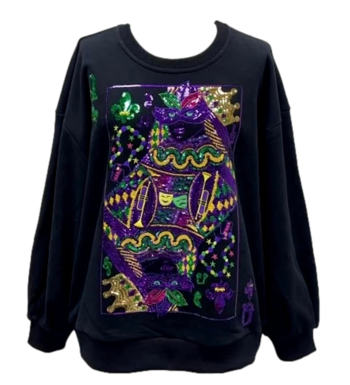 Queen of Sparkles - Mardi Gras Queen Card Sweatshirt