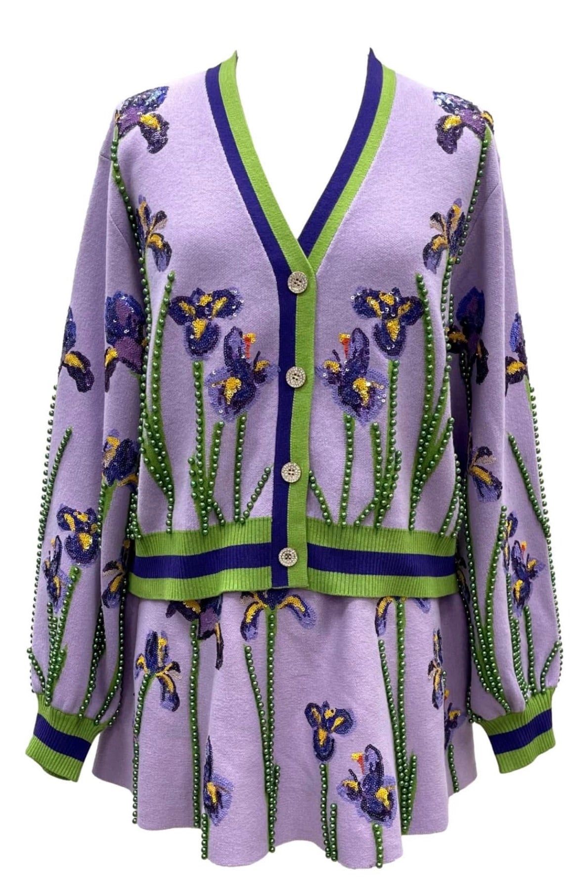 Queen of Sparkles - Mardi Gras Iris Cardigan