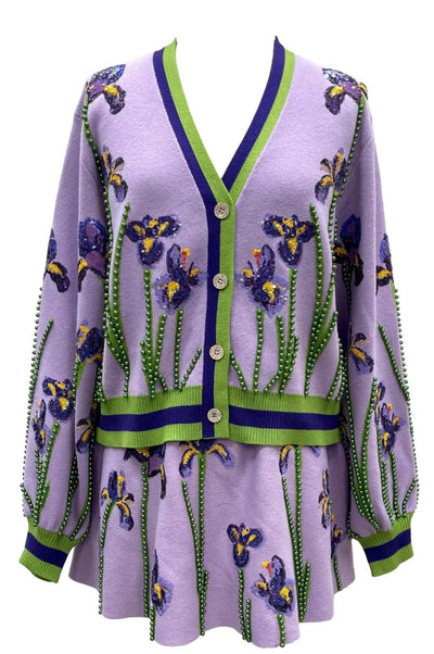 Queen of Sparkles - Mardi Gras Iris Cardigan