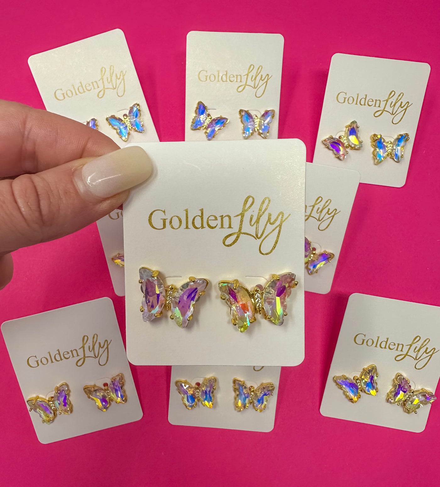 Butterfly Stud Earrings - Iridescent