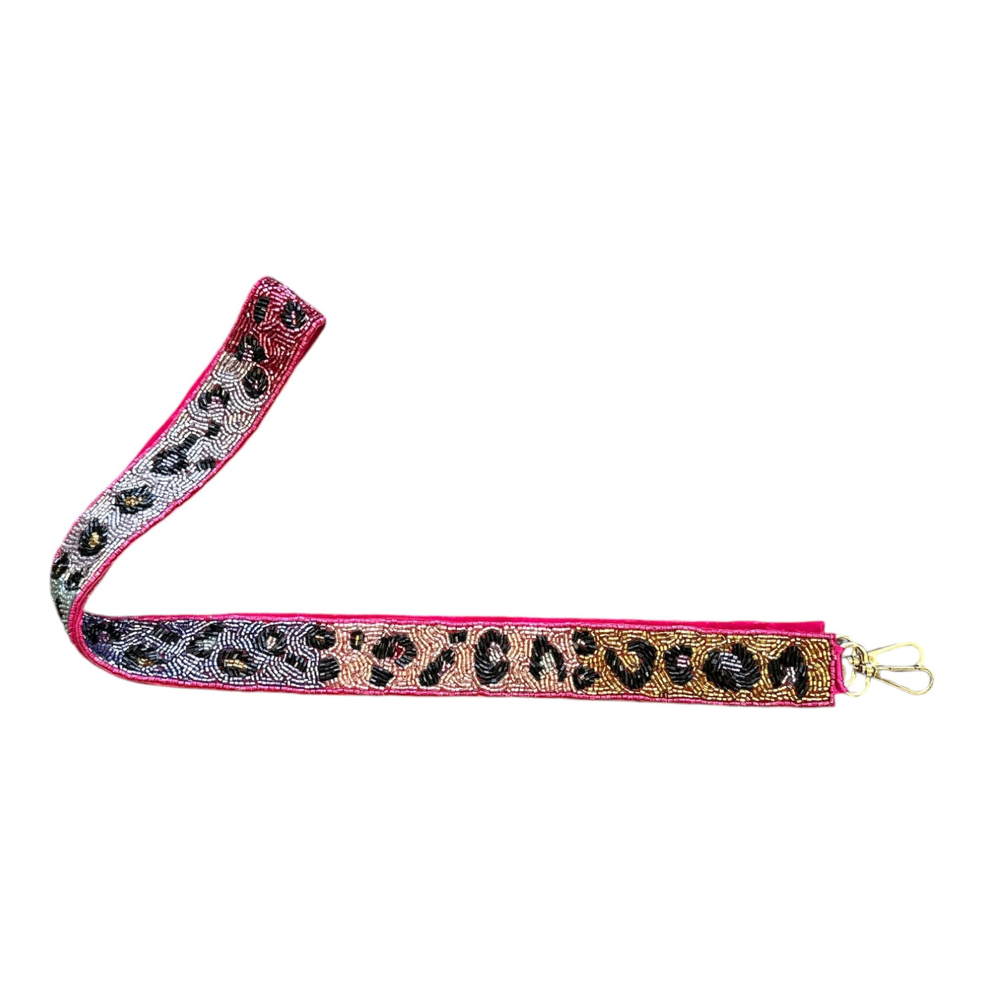 Seed Bead Bag Strap - Multi Colored Leopard