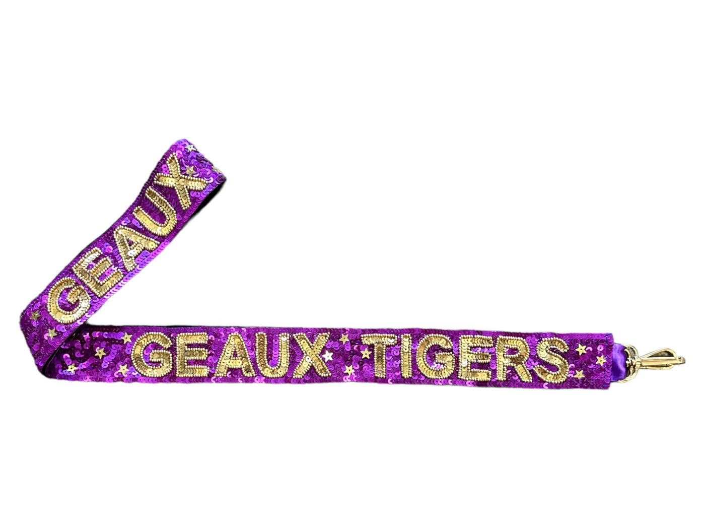 Sequin Bag Strap -Geaux Tigers with Stars