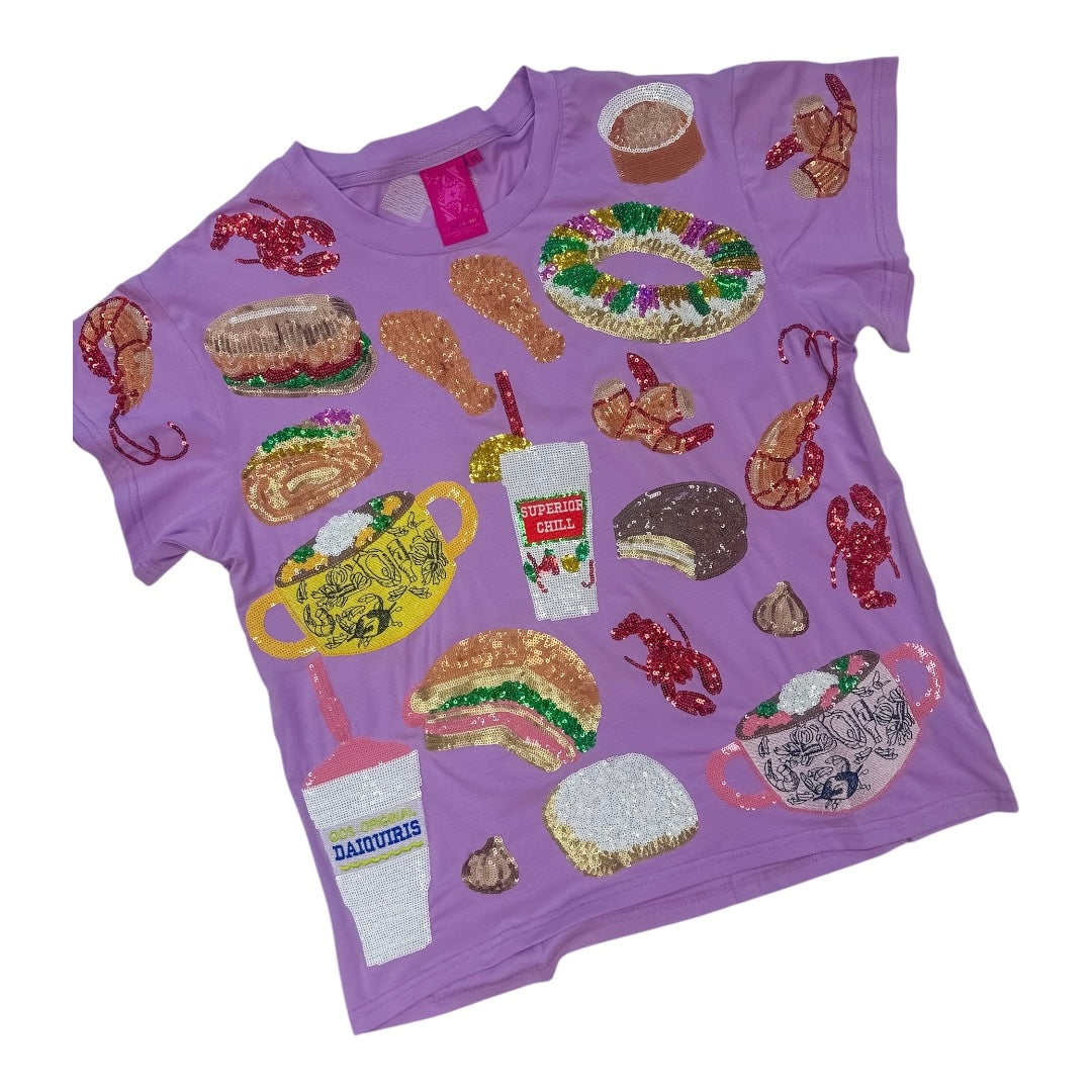 Queen of Sparkles - Mardi Gras Food Tee - Lavender