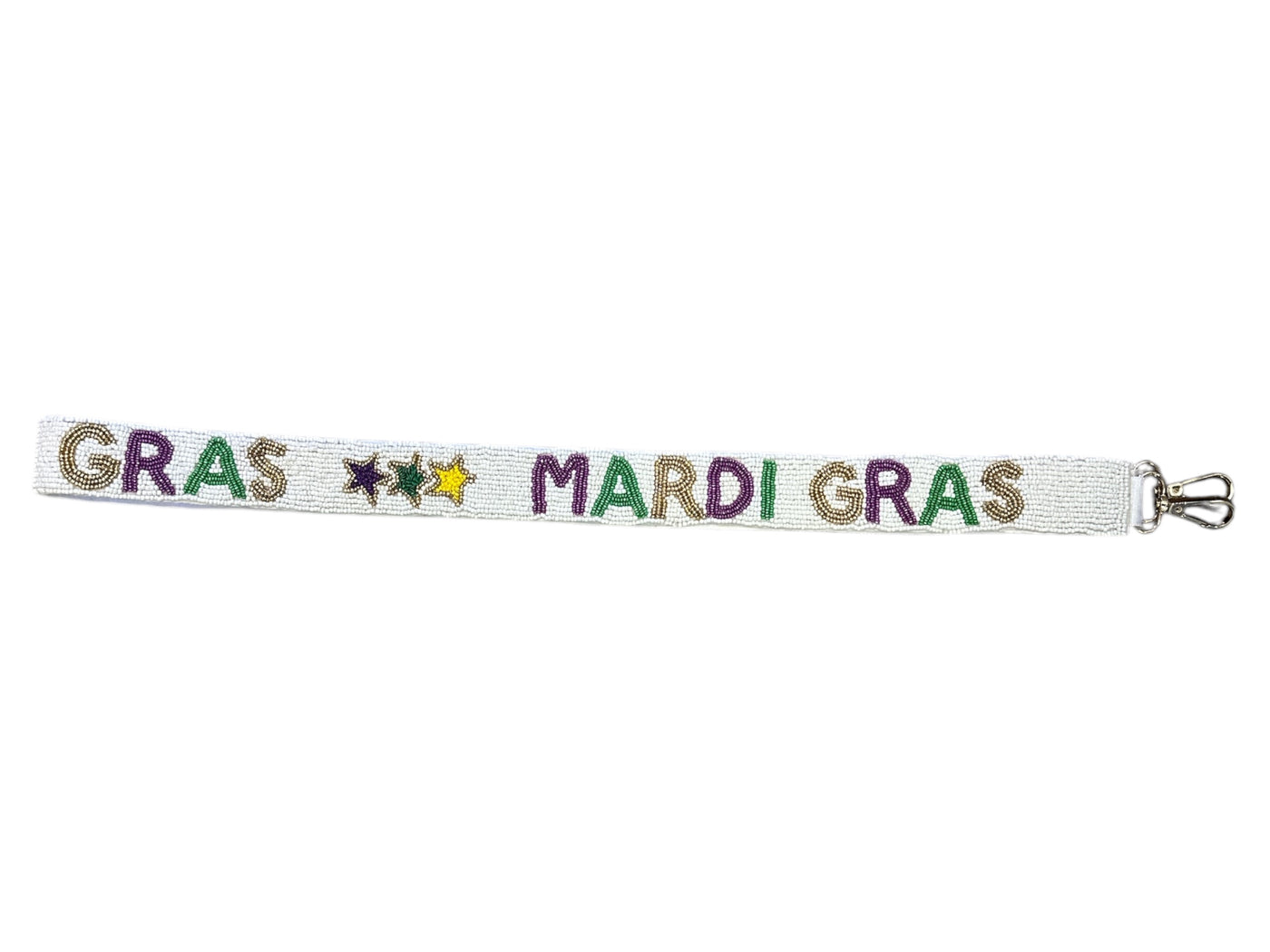 Seed Bead Bag Strap - Mardi Gras Star