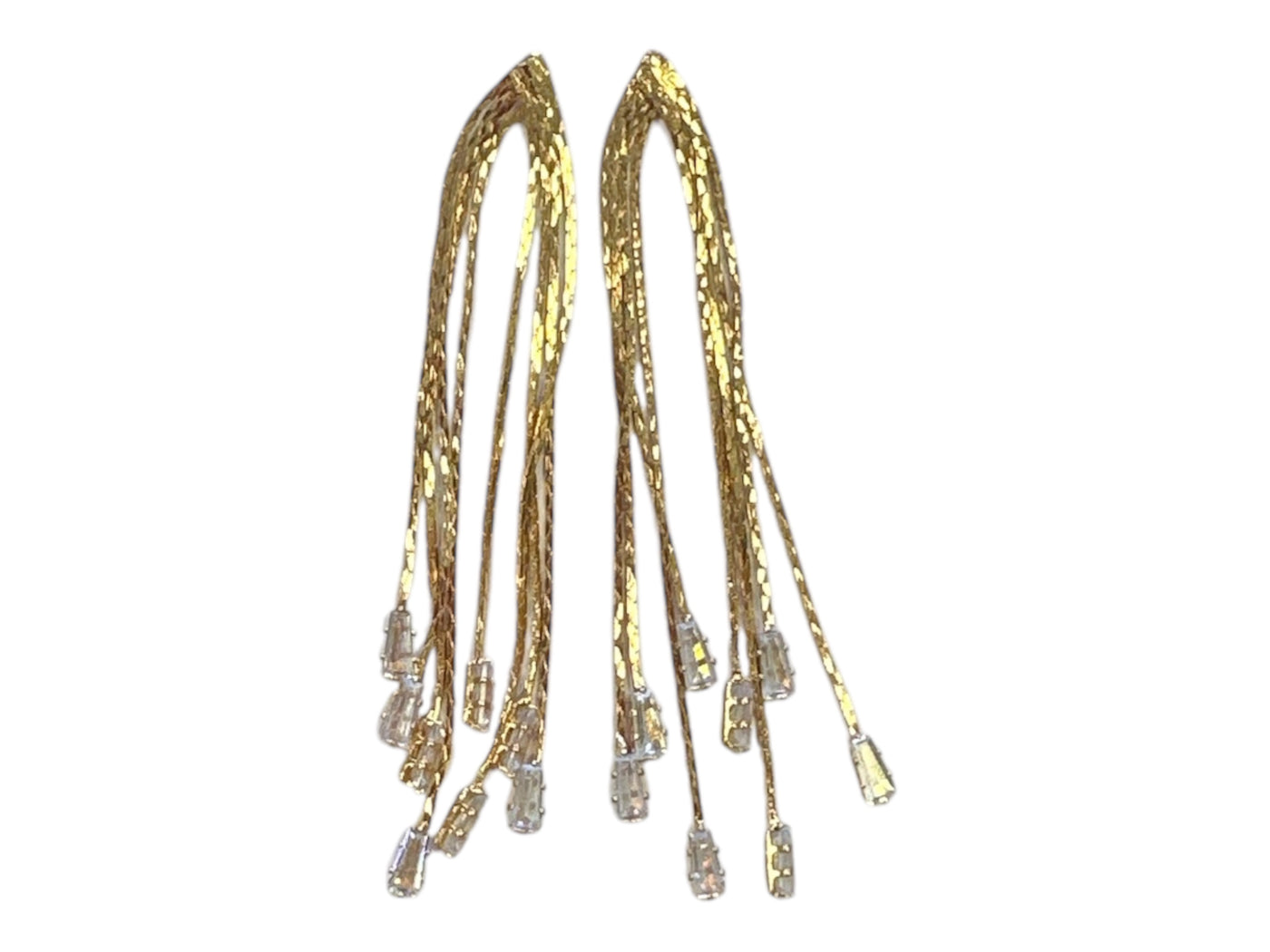 Gold Drop Earrings - Rhinestone