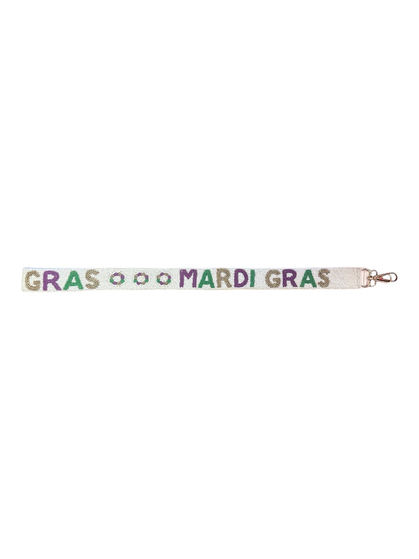 Seed Bead Bag Strap - Mardi Gras King Cake