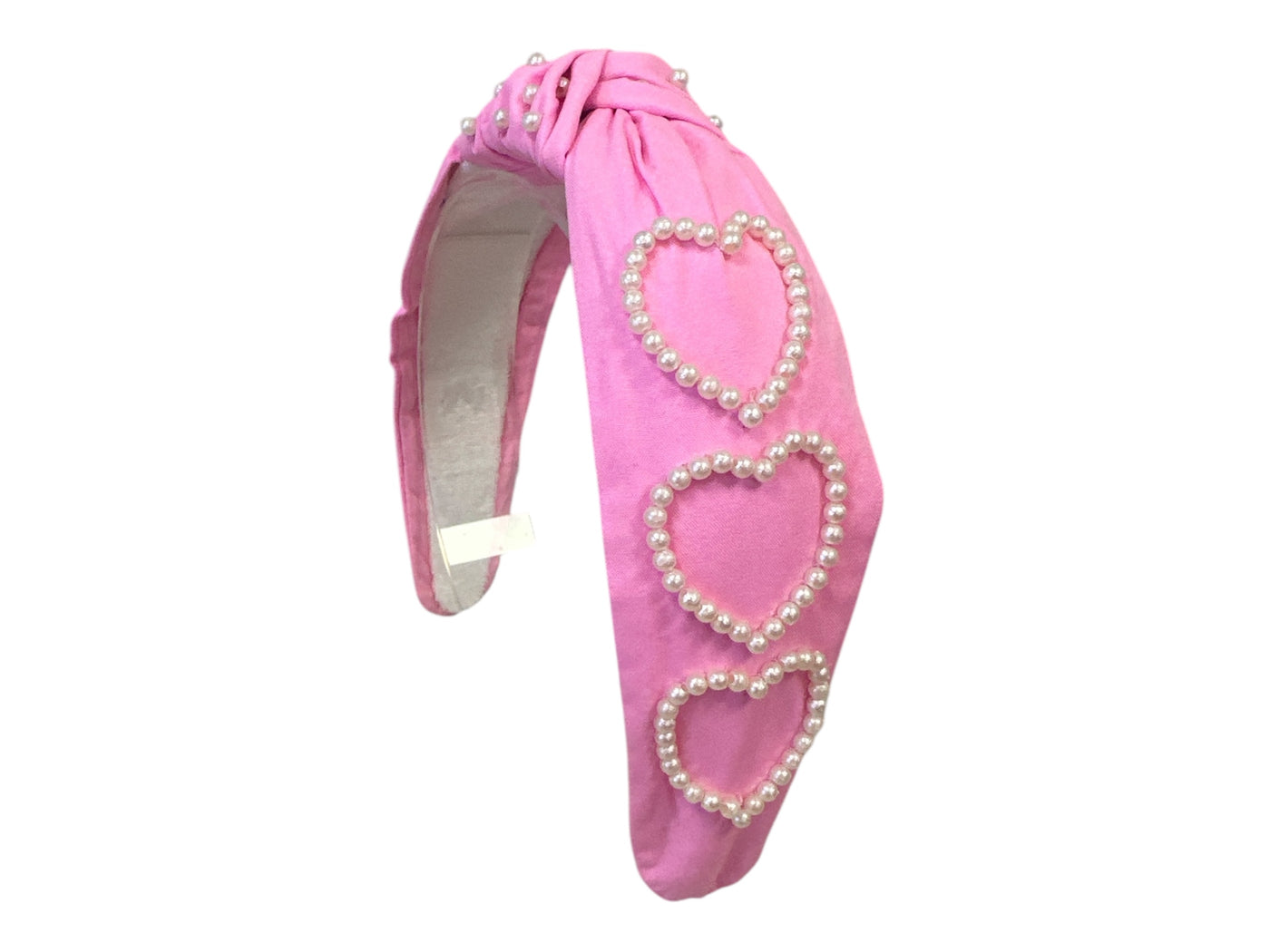 Headband Knot - Pearl Heart - Pink