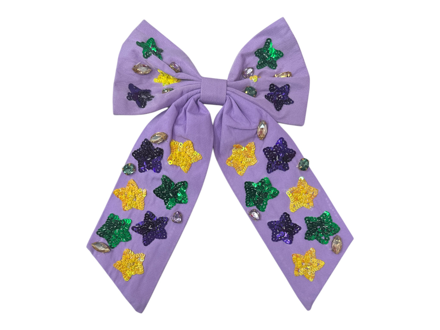 Mardi Gras Bow - Sequin Star and Rhinestone