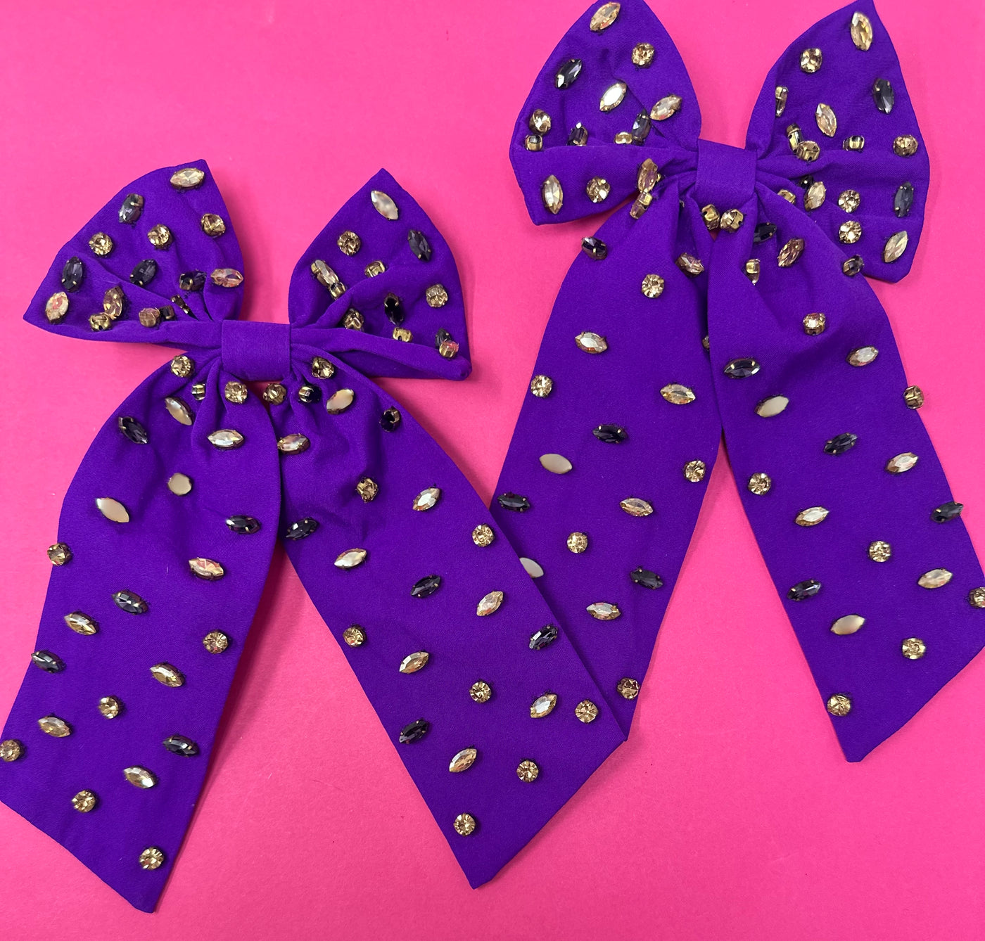 Bow - Rhinestone - Purple and Gold