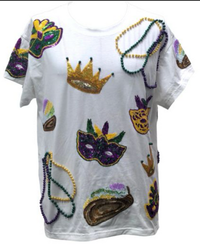 Queen of Sparkles - Mardi Gras Icon Tee - White