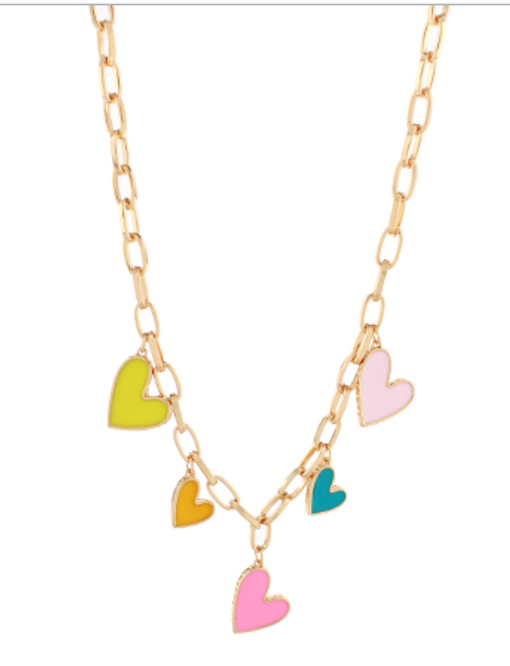 Charm Necklace - Multi Hearts