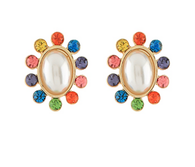 Rhinestone and Pearl Stud Earrings