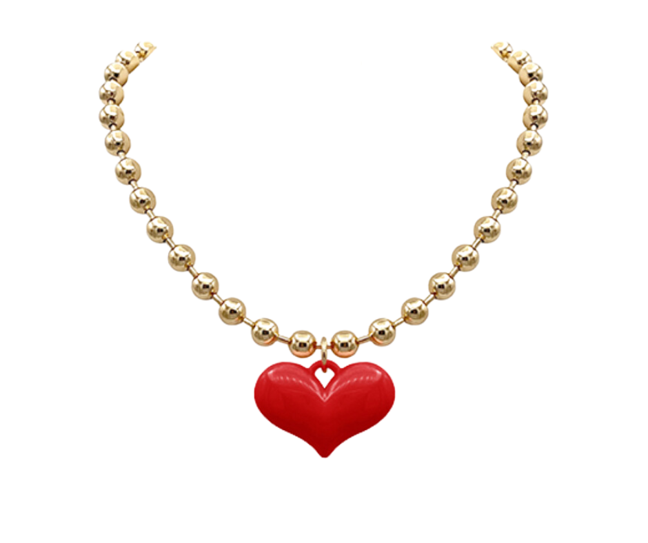 Bubble Heart Necklace - Red