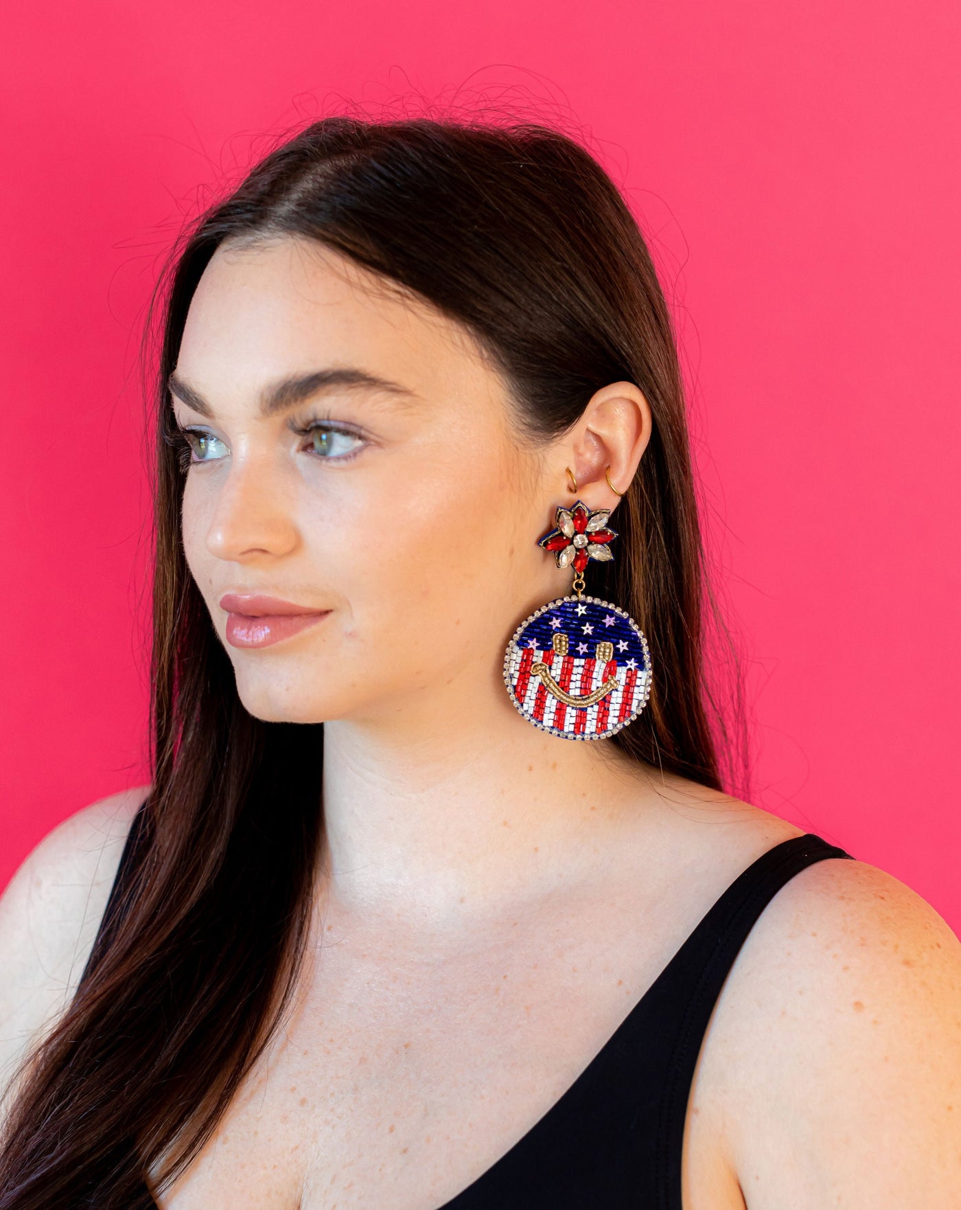 America Smiley Face Earrings